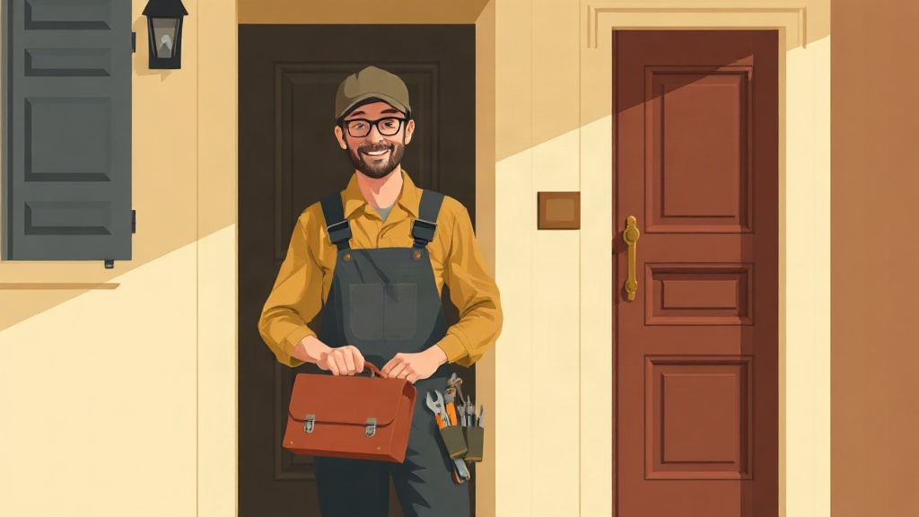 Artisan serrurier devant une porte d’entrée